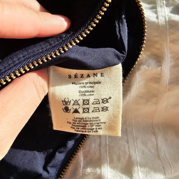 Sezane x Lucia Vergara Max Flat Pouch - Marine Blue w/ Jazmin Embroidery - NWT - Picture 10 of 12